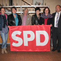 SPD OV Vorsitzender Hans-Dieter Brückner mit den Referentinnen und Ersten Bürgermeister Manfred Hofmann
